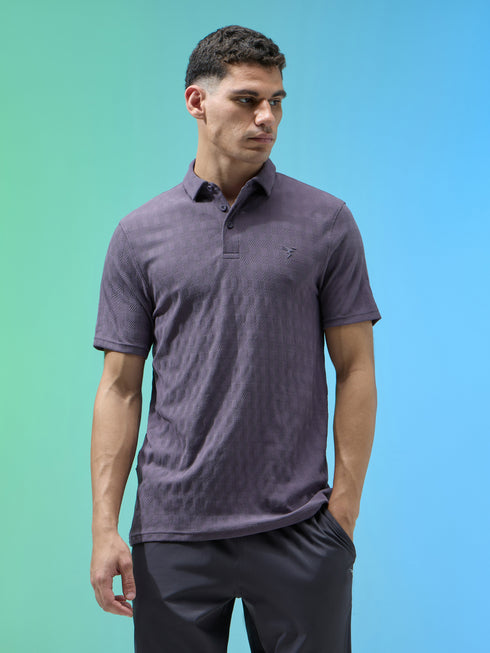 Men Jacquard Slim Fit Polo Sports T-shirt with COTFLEX