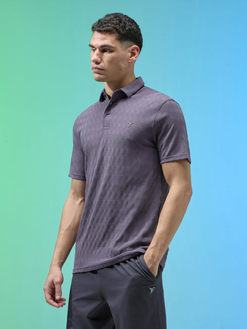 Men Jacquard Slim Fit Polo Sports T-shirt with COTFLEX