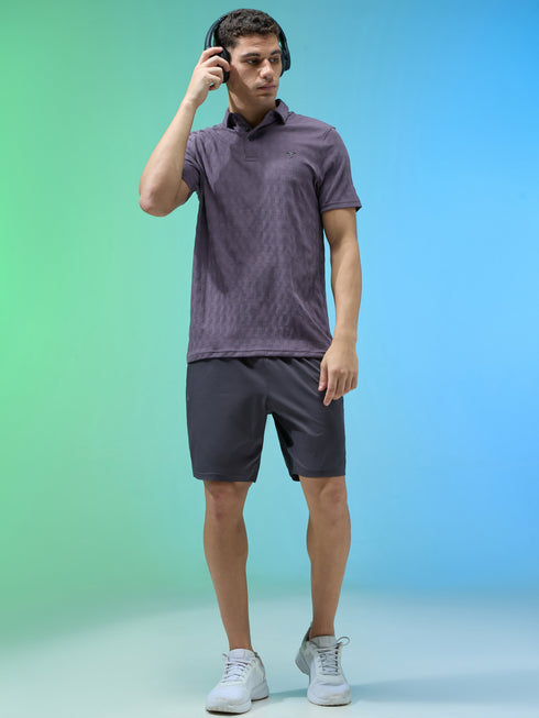 Men Jacquard Slim Fit Polo Sports T-shirt with COTFLEX