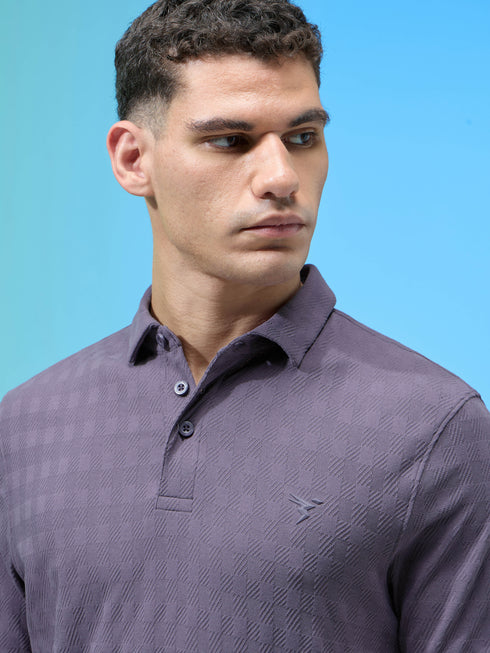Men Jacquard Slim Fit Polo Sports T-shirt with COTFLEX