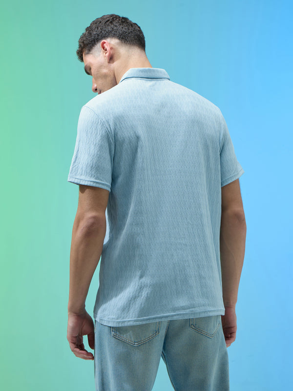 Men Jacquard Slim Fit Polo Sports T-shirt with COTFLEX