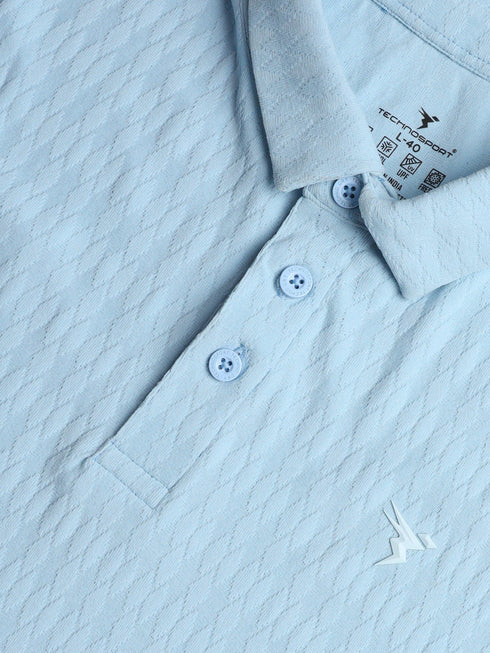 Men Jacquard Slim Fit Polo Sports T-shirt with COTFLEX