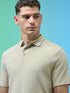 Men Jacquard Slim Fit Polo Sports T-shirt with COTFLEX