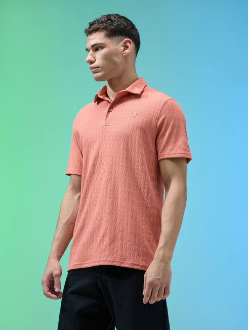 Men Jacquard Slim Fit Polo Sports T-shirt with COTFLEX