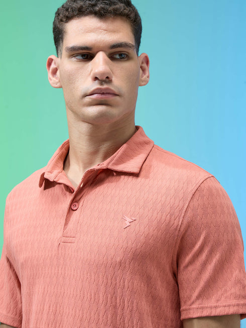 Men Jacquard Slim Fit Polo Sports T-shirt with COTFLEX