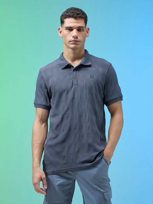 Men Jacquard Slim Fit Polo Sports T-shirt with COTFLEX