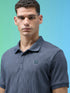 Men Jacquard Slim Fit Polo Sports T-shirt with COTFLEX