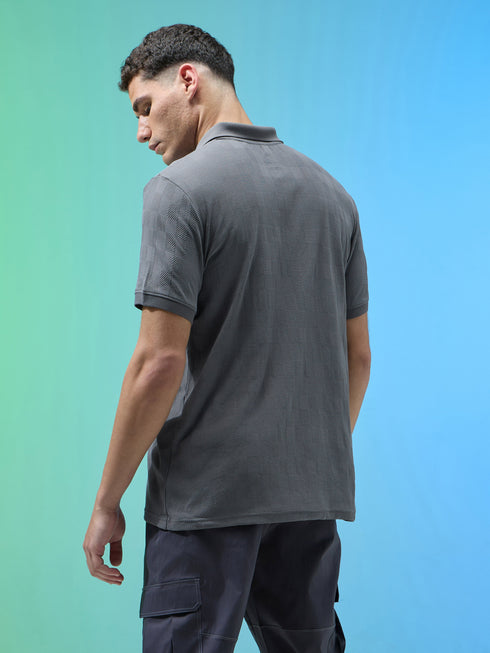 Men Jacquard Slim Fit Polo Sports T-shirt with COTFLEX