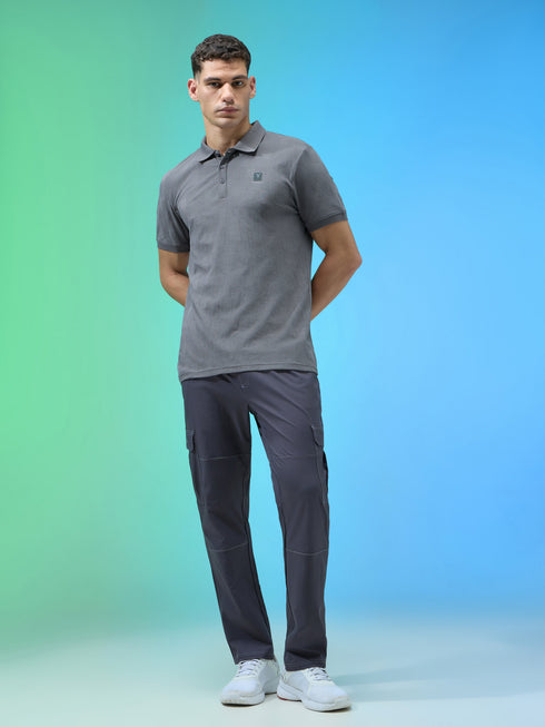 Men Jacquard Slim Fit Polo Sports T-shirt with COTFLEX