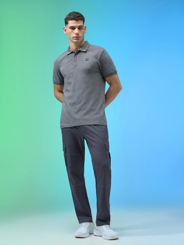 Men Jacquard Slim Fit Polo Sports T-shirt with COTFLEX