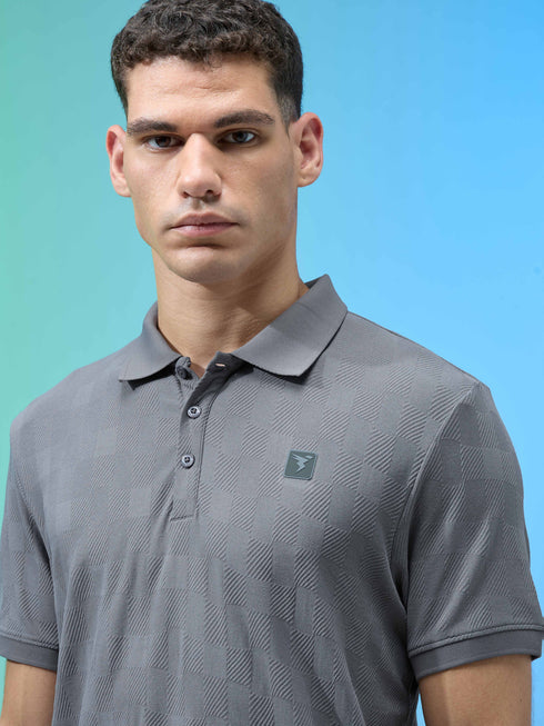 Men Jacquard Slim Fit Polo Sports T-shirt with COTFLEX
