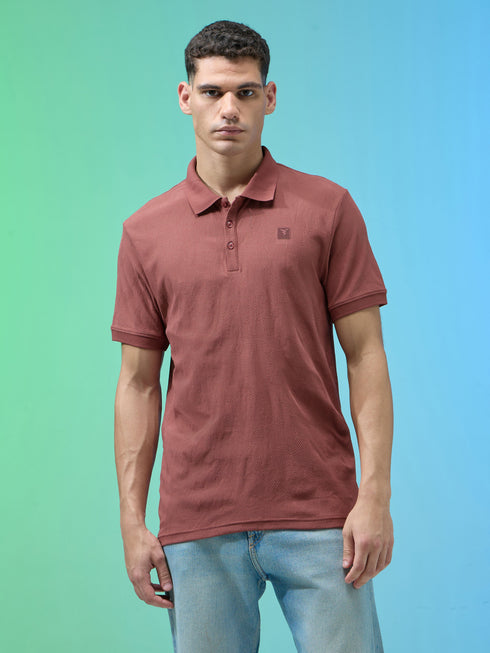 Men Jacquard Slim Fit Polo Sports T-shirt with COTFLEX