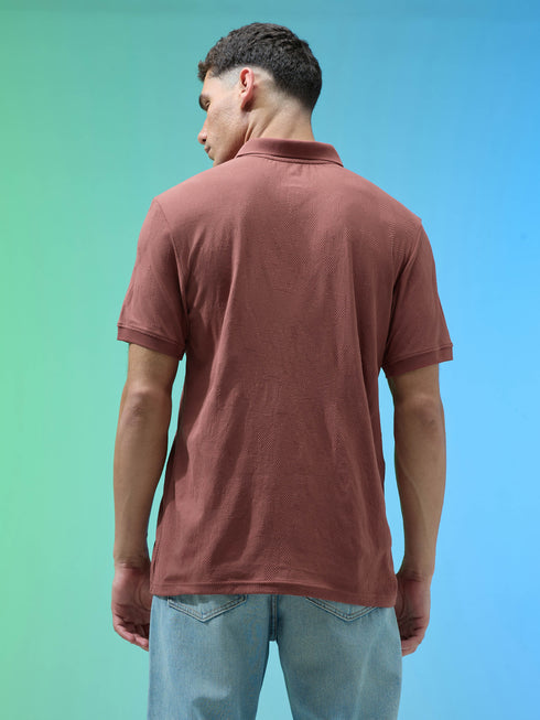 Men Jacquard Slim Fit Polo Sports T-shirt with COTFLEX