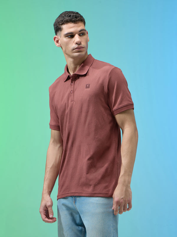 Men Jacquard Slim Fit Polo Sports T-shirt with COTFLEX