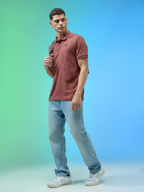 Men Jacquard Slim Fit Polo Sports T-shirt with COTFLEX
