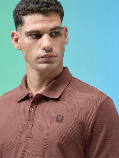Men Jacquard Slim Fit Polo Sports T-shirt with COTFLEX