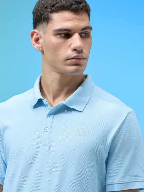 Men Jacquard Slim Fit Polo Sports T-shirt with COTFLEX
