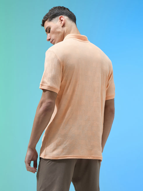 Men Jacquard Slim Fit Polo Sports T-shirt with COTFLEX