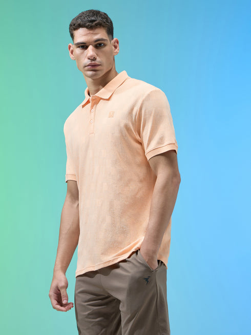 Men Jacquard Slim Fit Polo Sports T-shirt with COTFLEX