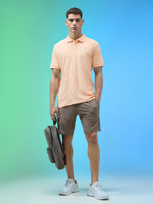 Men Jacquard Slim Fit Polo Sports T-shirt with COTFLEX