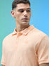 Men Jacquard Slim Fit Polo Sports T-shirt with COTFLEX