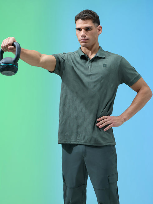 Men Jacquard Slim Fit Polo Sports T-shirt with COTFLEX