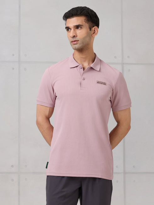 Men Self Design Active Out Slim Fit Polo T-Shirt with ELASTO PLUS