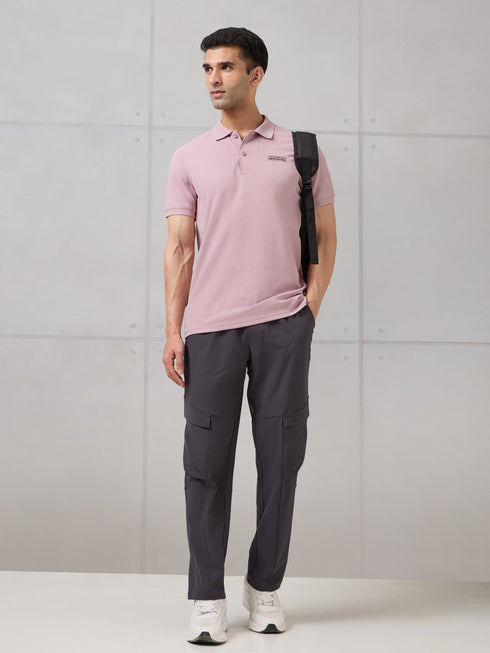 Men Self Design Active Out Slim Fit Polo T-Shirt with ELASTO PLUS