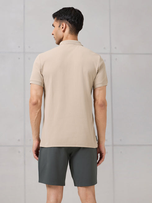 Men Self Design Active Out Slim Fit Polo T-Shirt with ELASTO PLUS