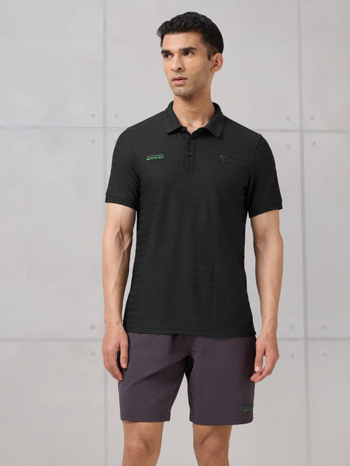 Men Self Design Active Out Polo T-Shirt Slim Fit with MATPIQ
