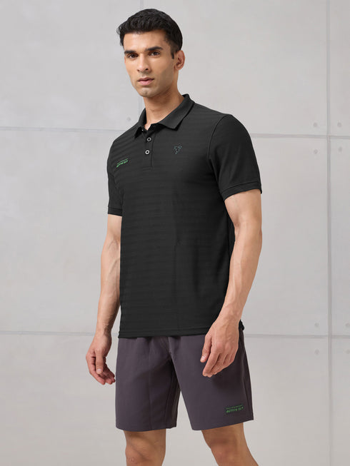 Men Self Design Active Out Polo T-Shirt Slim Fit with MATPIQ