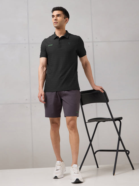 Men Self Design Active Out Polo T-Shirt Slim Fit with MATPIQ