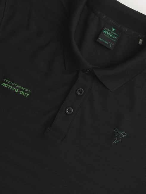 Men Self Design Active Out Polo T-Shirt Slim Fit with MATPIQ