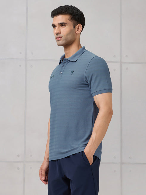 Men Self Design Active Out Polo T-Shirt Slim Fit with MATPIQ