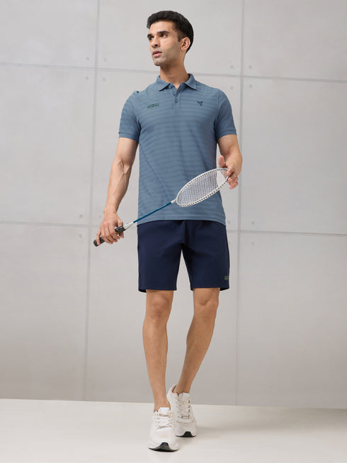 Men Self Design Active Out Polo T-Shirt Slim Fit with MATPIQ