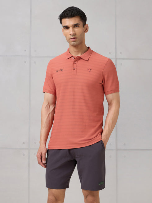 Men Self Design Active Out Polo T-Shirt Slim Fit with MATPIQ