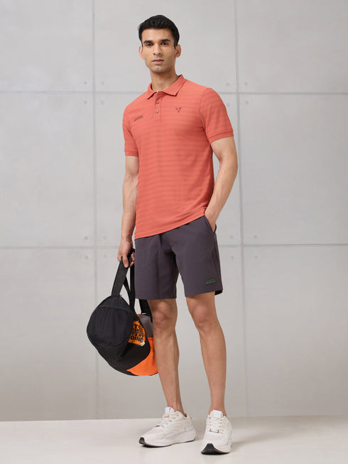 Men Self Design Active Out Polo T-Shirt Slim Fit with MATPIQ