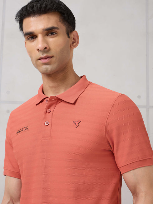 Men Self Design Active Out Polo T-Shirt Slim Fit with MATPIQ