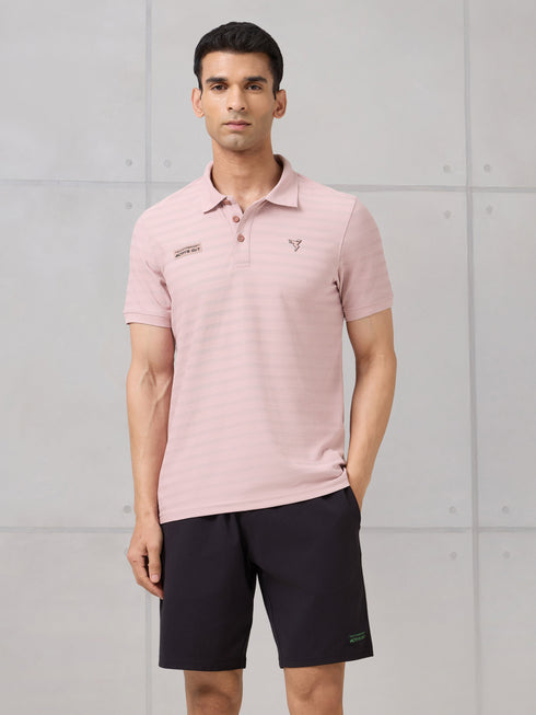 Men Self Design Active Out Polo T-Shirt Slim Fit with MATPIQ