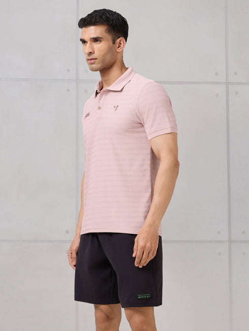 Men Self Design Active Out Polo T-Shirt Slim Fit with MATPIQ