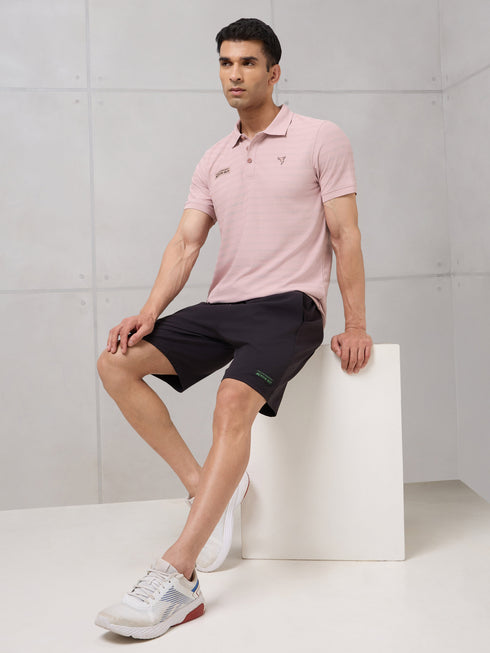 Men Self Design Active Out Polo T-Shirt Slim Fit with MATPIQ