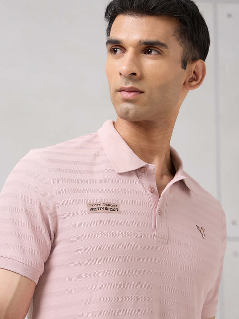 Men Self Design Active Out Polo T-Shirt Slim Fit with MATPIQ