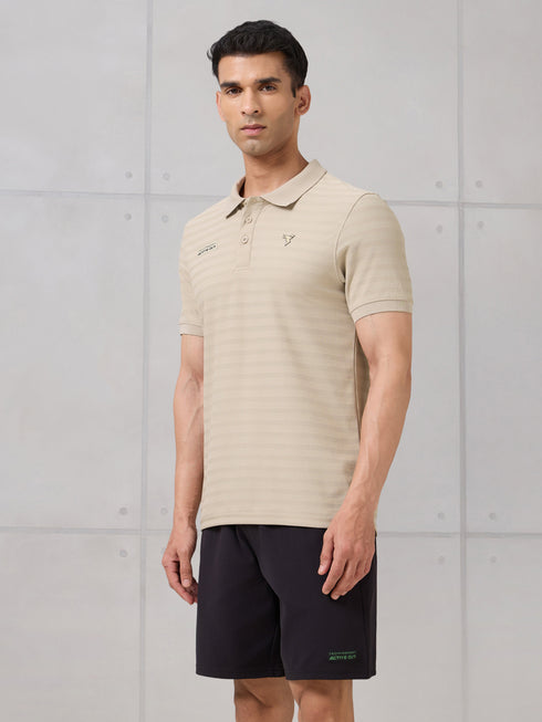 Men Self Design Active Out Polo T-Shirt Slim Fit with MATPIQ