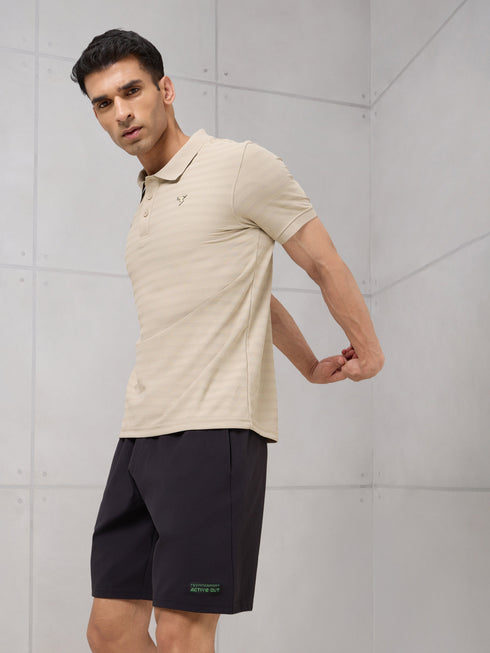 Men Self Design Active Out Polo T-Shirt Slim Fit with MATPIQ