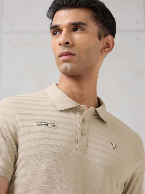 Men Self Design Active Out Polo T-Shirt Slim Fit with MATPIQ