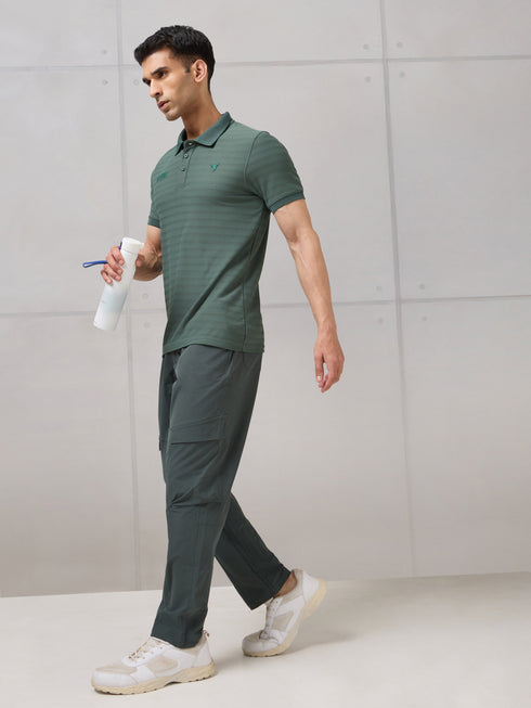 Men Self Design Active Out Polo T-Shirt Slim Fit with MATPIQ