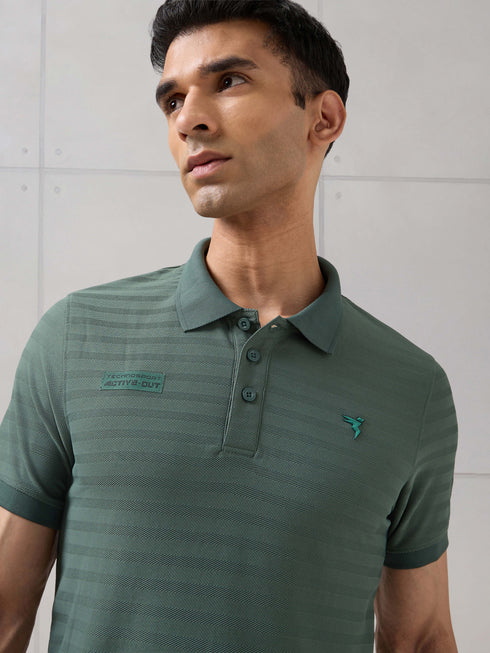 Men Self Design Active Out Polo T-Shirt Slim Fit with MATPIQ