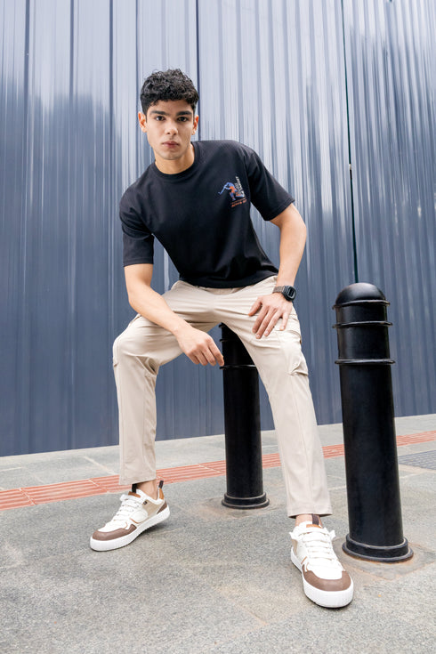 Men Round Neck Back Printed Active Out Regular Fit T-Shirt with ELASTOPLUS