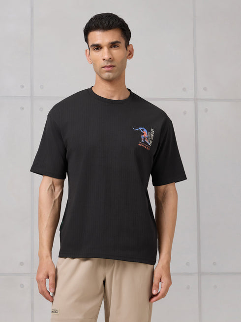 Men Round Neck Back Printed Active Out Regular Fit T-Shirt with ELASTOPLUS