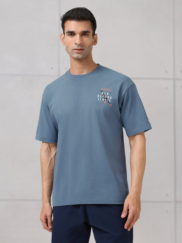 Men Round Neck Back Printed Active Out Regular Fit T-Shirt with ELASTOPLUS